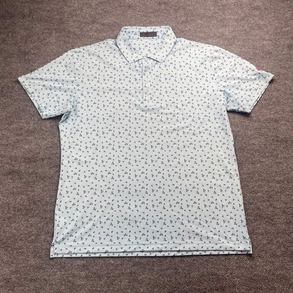 G/FORE Mens Floral Print Performance Golf Polo Shirt Blue Size Large Union Jack